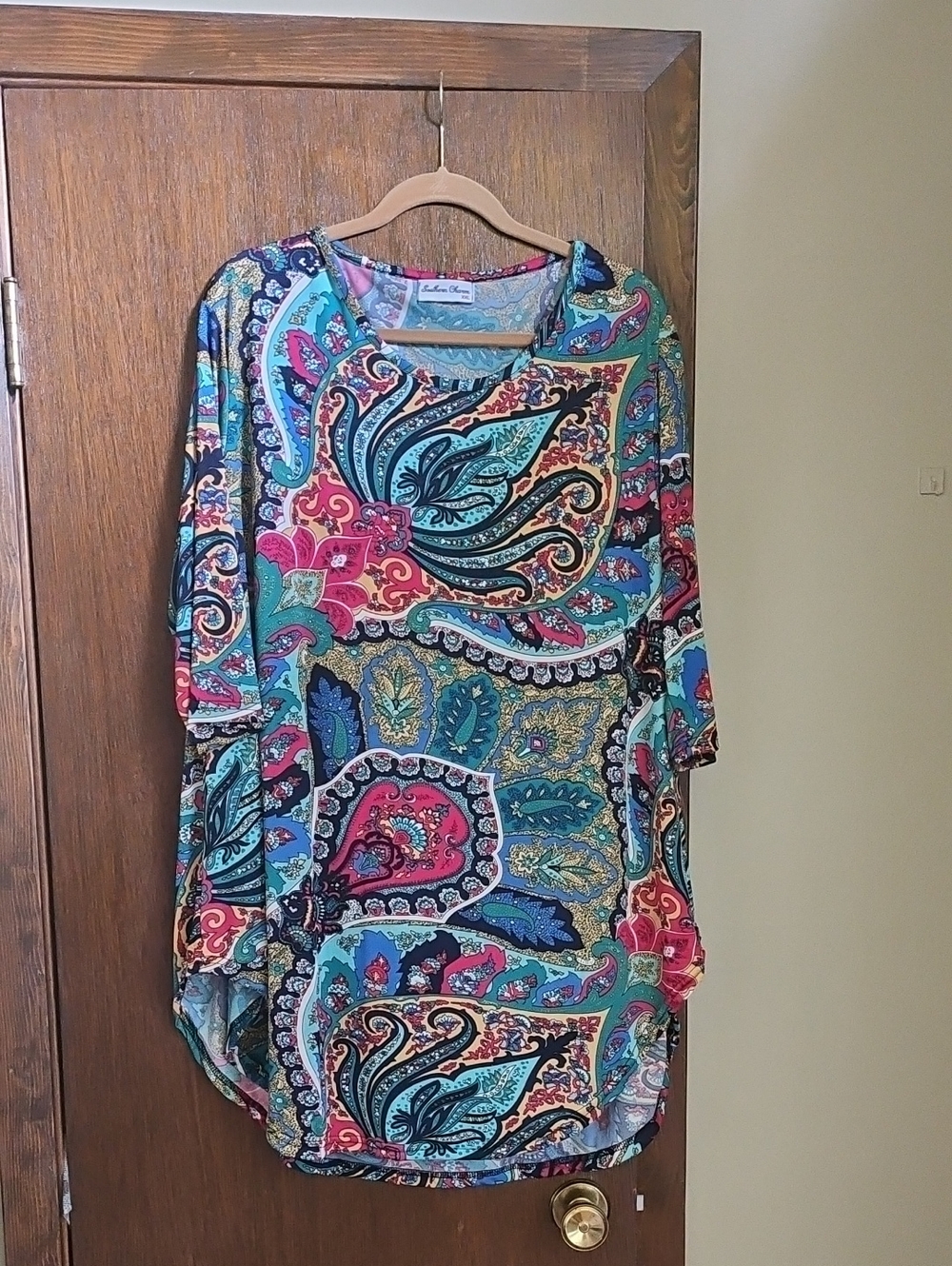 Paisley Print Tunic Top - Blue Multi